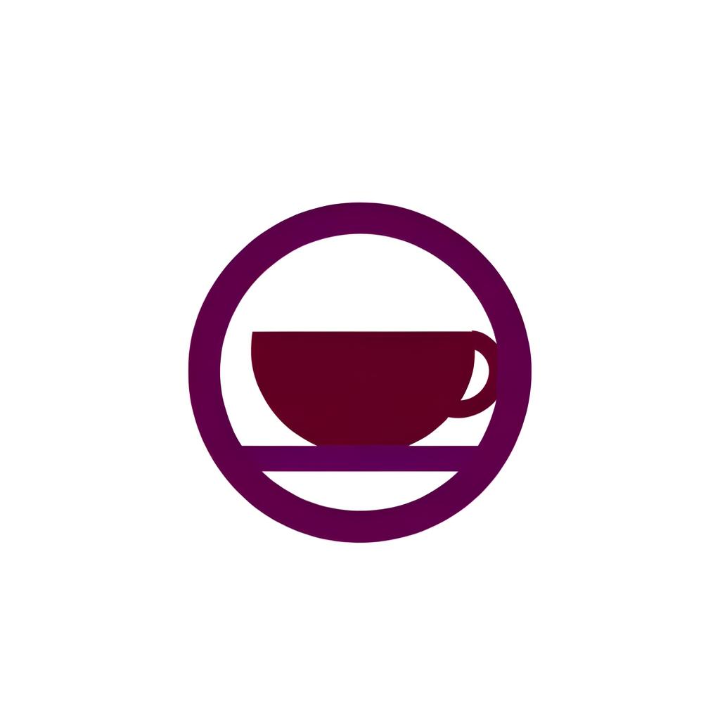 a circular coffee icon in deep purple with white background